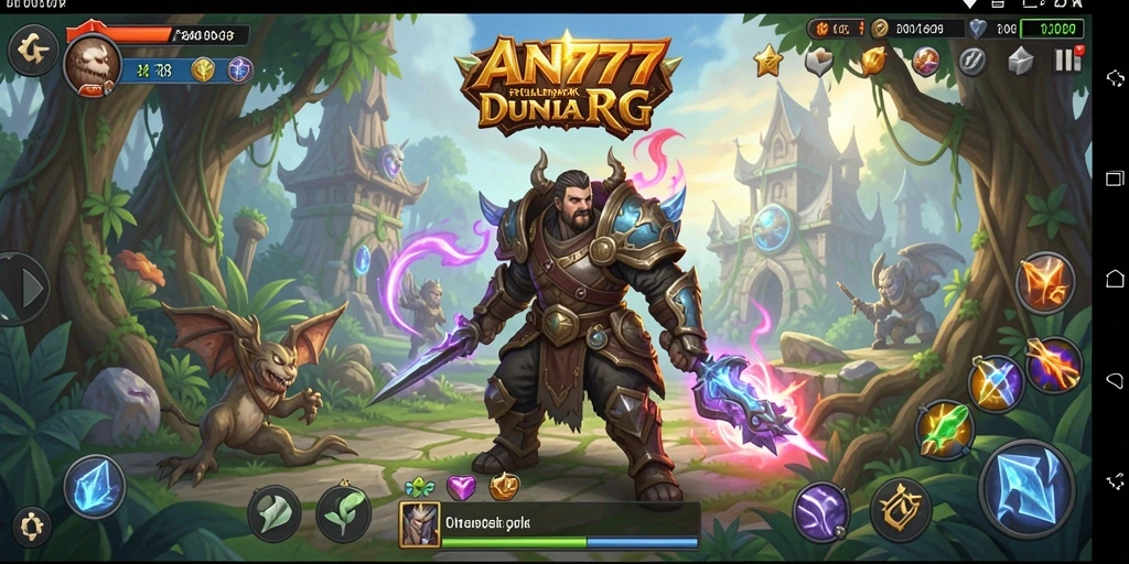 Screenshot AN777 menunjukkan pertarungan yang mendebarkan dalam dunia RPG.