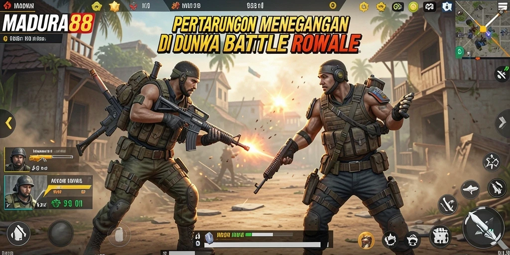 Gameplay mendebarkan dalam MADURA88 Battle Royale.