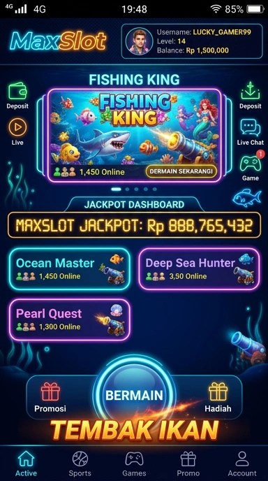 Antarmuka menarik dari aplikasi maxslot.